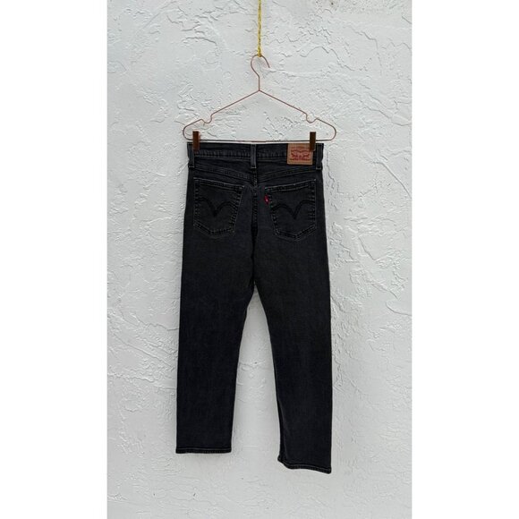 Levis Womens Wedgie Straight Cut Tattered Jeans Acid Black Size 28 - Picture 9 of 13